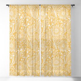 Saffron Coneflowers Sheer Curtain