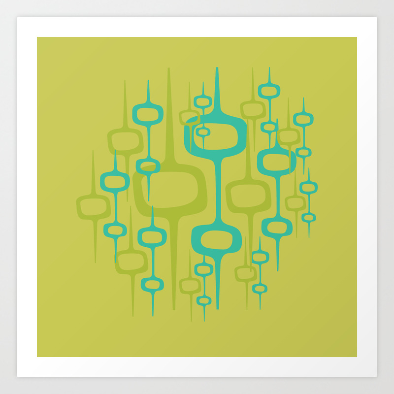 Eclectic Mid Century Modern Abstract Honeycomb Pattern Art Print