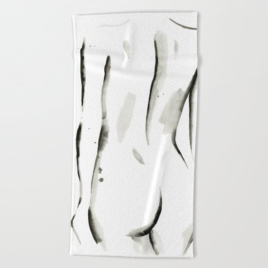 Black on White Nude No.2 Beach Towel