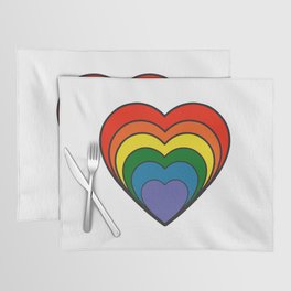 Colourful Rainbow Retro Hippy Heart Placemat