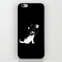 Modern Geometric Wolf Forest Double Exposure Trendy iPhone Skin