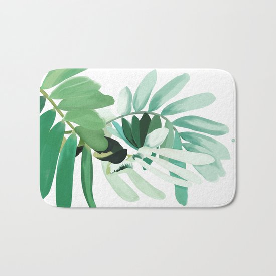 green plant leaves Bath Mat