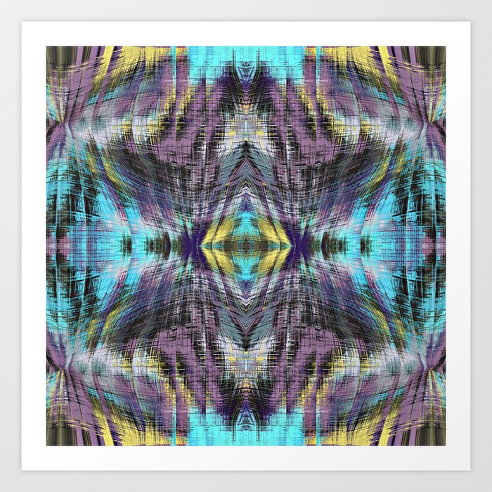 Psychedelic Geometric Symmetry Abstract Pattern In Purple Blue