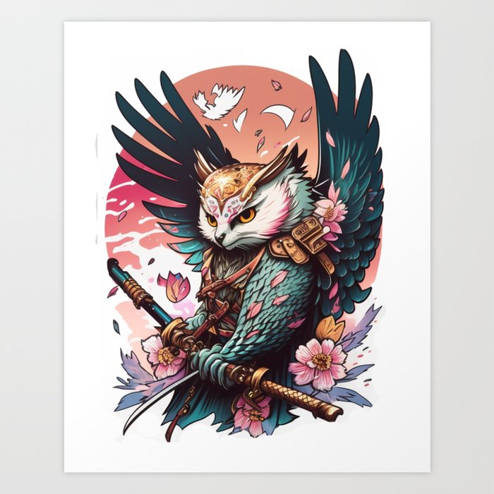 An Eagle's Talons Grip the Samurai Sword Art Print