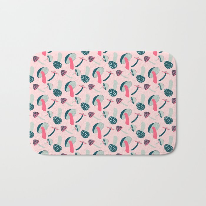 Modern Mushrooms - Pink Bath Mat