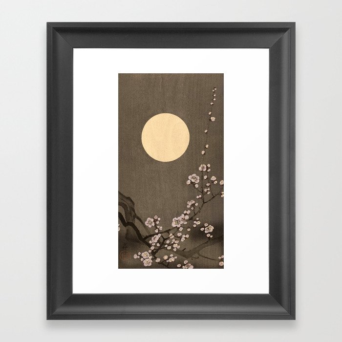 Blooming Plum Blossom at Full Moon by Ohara Koson Framed Art Print