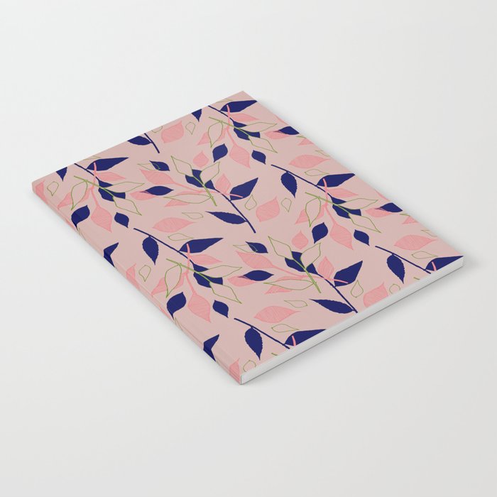 Pink and Navy Foliage Notebook