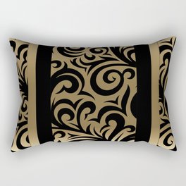 Gold and Black Swirl Pattern Rectangular Pillow