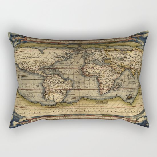Vintage World Map - Ortelius World Map 1570 Rectangular Pillow