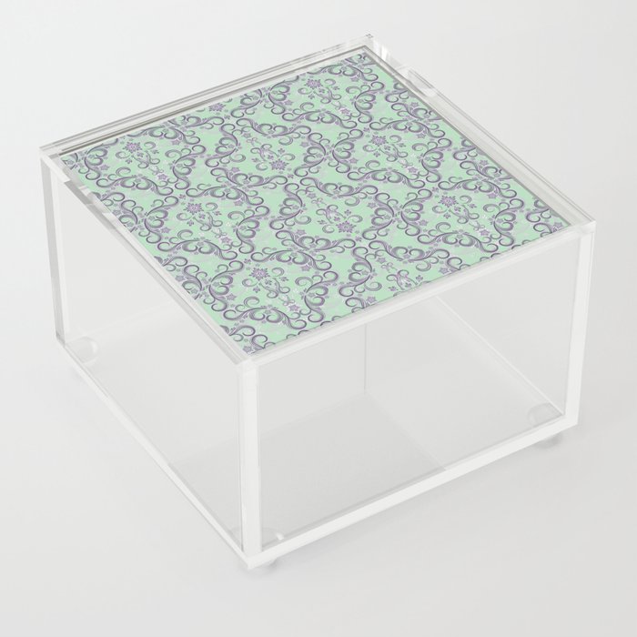 Meditation Room Seamless Floral Mint Acrylic Box