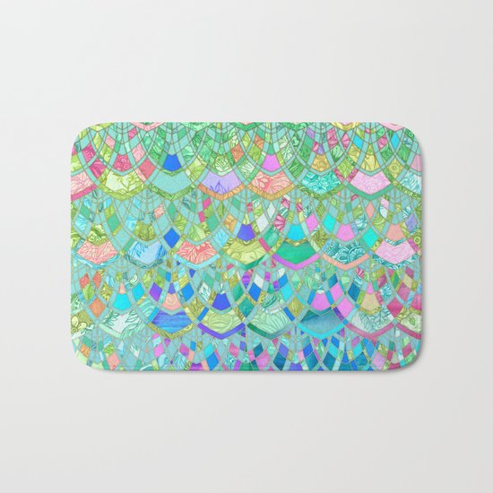 Art Deco Watercolor Patchwork Pattern 1 Bath Mat