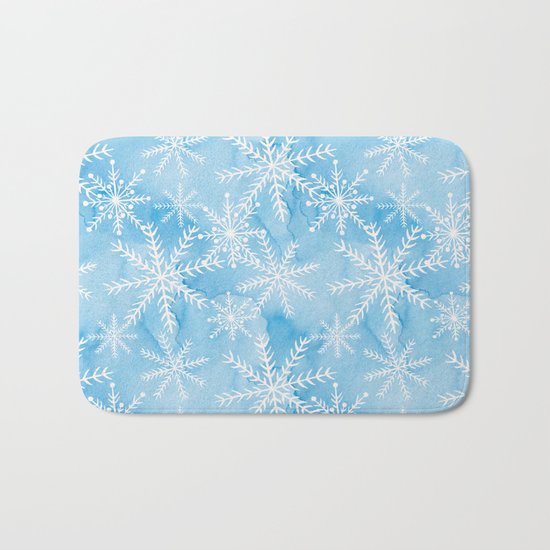 Blue Snowflakes #2 Bath Mat