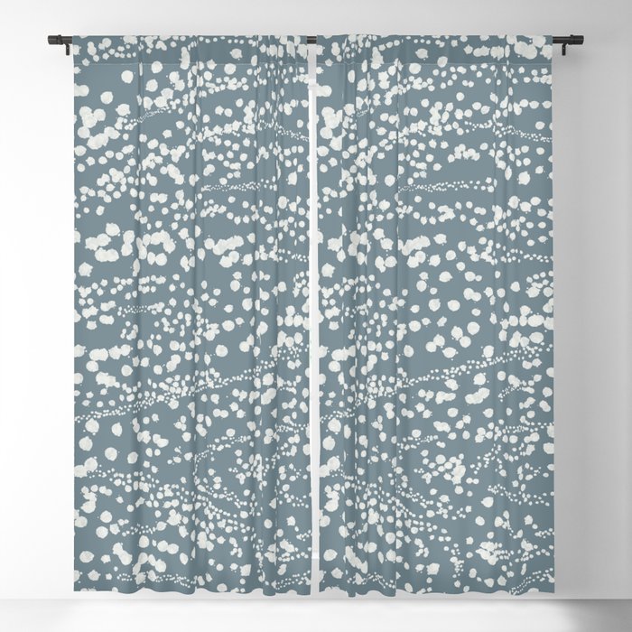 Strata - Organic Ink Blot Abstract in Dusky Slate Blue-Gray Blackout Curtain