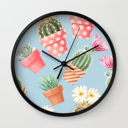 Pastel Cacti Cactuses Wall Clock