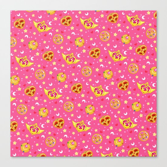 Sailor Moon Brooches Pattern - Pink / Sailor Moon Canvas Print