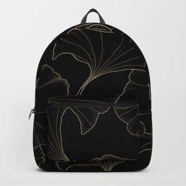 Seamless pattern with luxury black ginkgo biloba Backpack