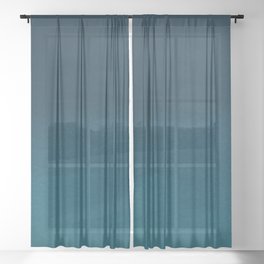 Navy blue teal hand painted watercolor paint ombre Sheer Curtain