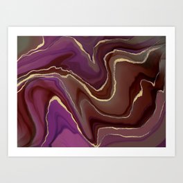 Abstract Purple Ombre Gemstone With Gold Art Print