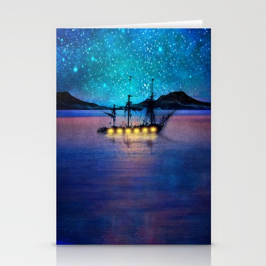Ship in the lights Stationery Cards