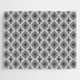 Light Grey and Black Native American Tribal Pattern Jigsaw Puzzle