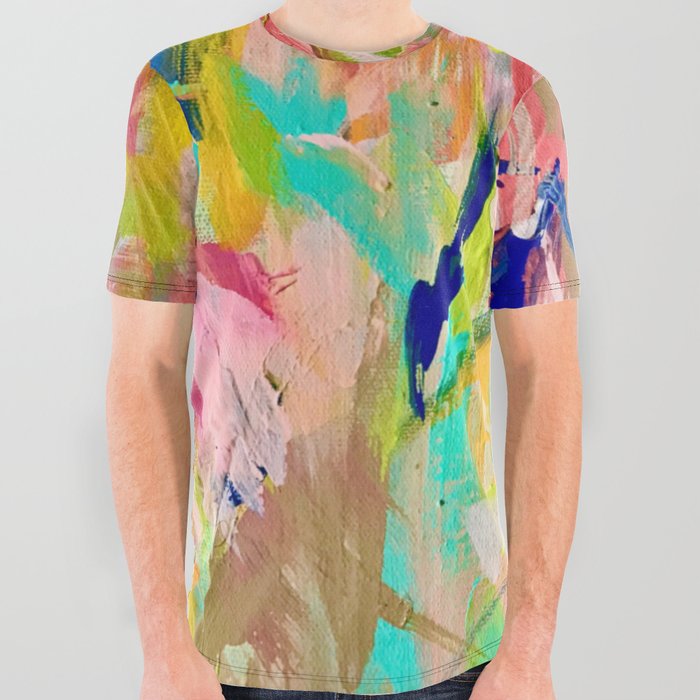 Wild Child: a colorful, vibrant abstract piece in neon and bold colors All Over Graphic Tee