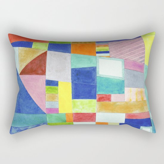 Colorful Abstract with Slantings and Windows Rectangular Pillow