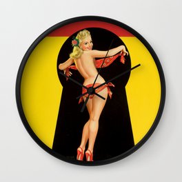 Peter Driben Pin-Up In Handkerchief Bikini Wall Clock
