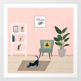 Cat yoga - pink collection Art Print