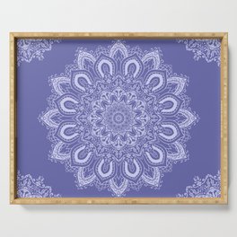 Elegant Periwinkle Purple Blue Boho Mandala Serving Tray
