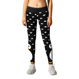 Minimal Penguin Leggings | Black, Black And White, Orange, Graphicdesign, Animal, Funny, Children, Penguin, Kevin, Nature 
