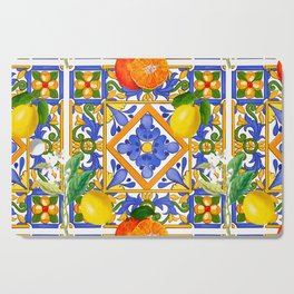 Summer ,Sicilian tiles ,citrus,oranges,majolica,lemons ,Mediterranean  Cutting Board