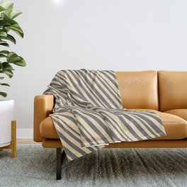 [ Thumbnail: Beige and Dim Gray Colored Stripes/Lines Pattern Throw Blanket ]