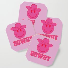 Happy Smiley Face Says Howdy - Preppy Western Aesthetic Coaster
