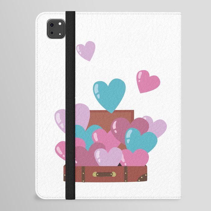 Heart balloons fly out of the suitcase iPad Folio Case