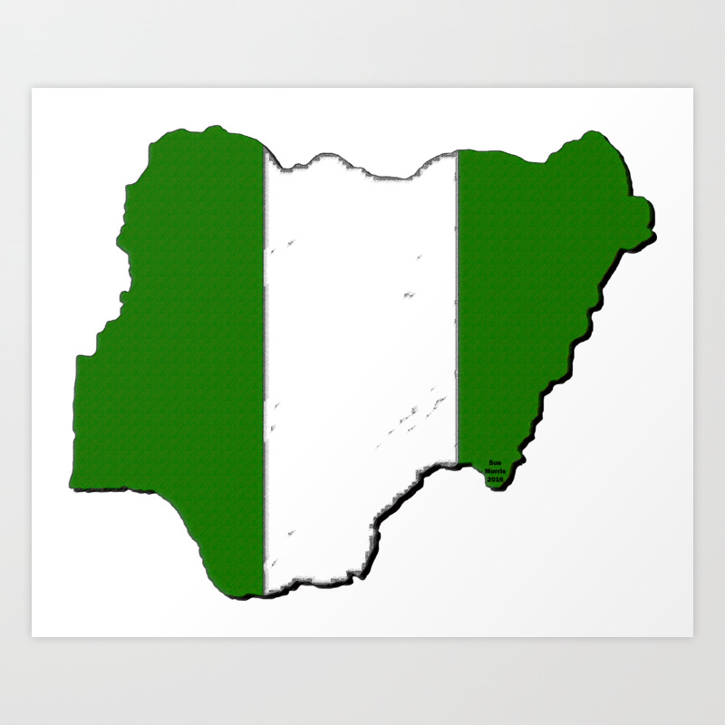 Nigeria Map With Nigerian Flag Art Print By Havocgirl Society6