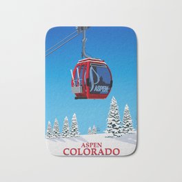 Aspen Colorado Ski Resort Cable Car Bath Mat | Snow, Aspenskiprints, Retroskiposter, Ski, Painting, Aspenskiposter, Colorado, Aspen, Cablecar, Aspenframedprint 