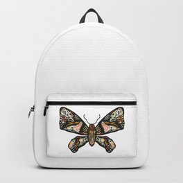 Colorful Butterfly with colored ornament. Hand drawn linocut illustration Backpack