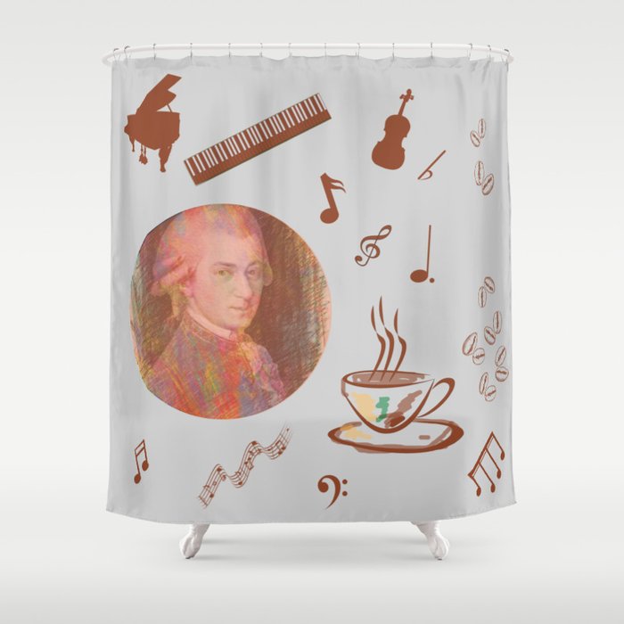 Coffee is a human right for a musician - on a grey background Shower Curtain