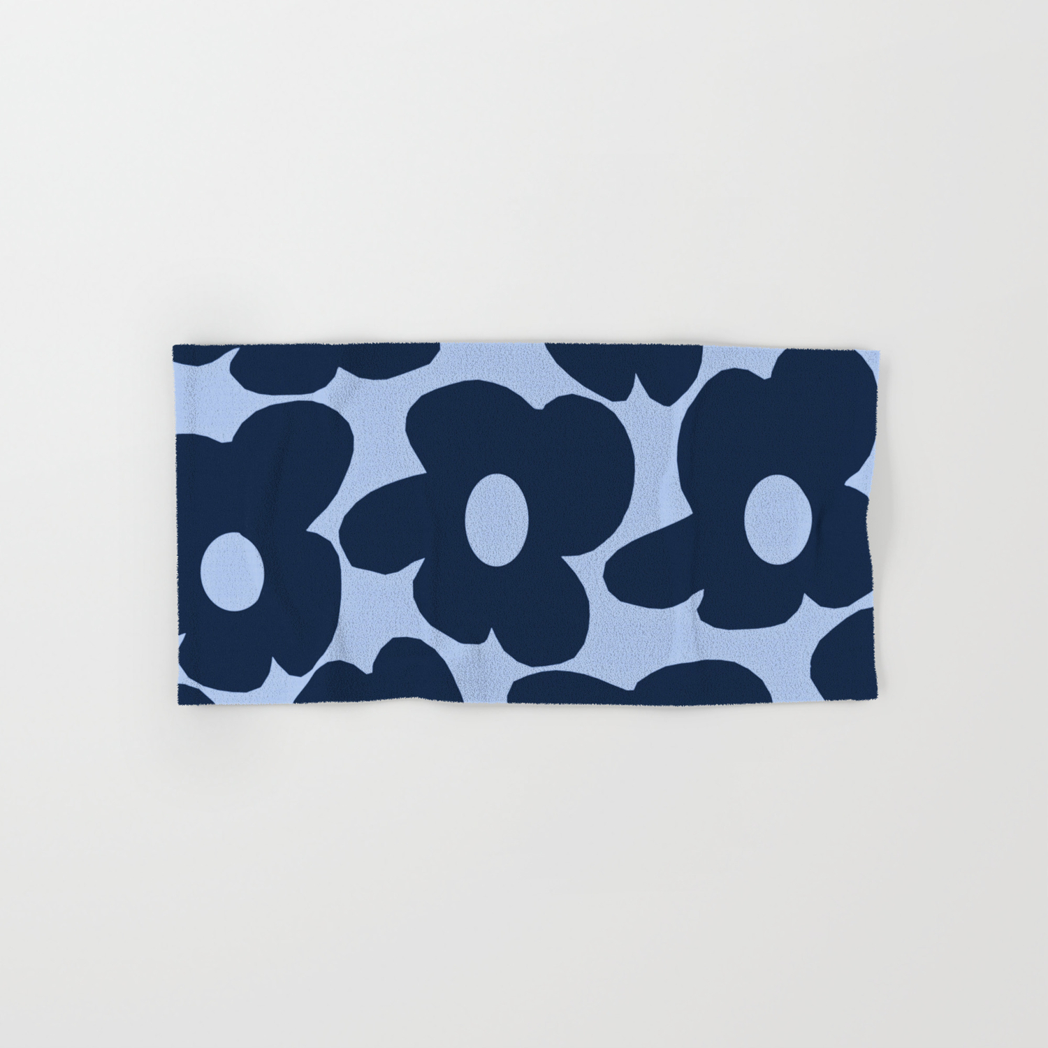 Large Dark Blue Retro Flowers Baby Blue Background Decor Society6 Buyart Hand Bath Towel By Paivi Vikstrom Society6