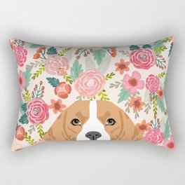 Beagle floral dog breed pet lover dog head with flowers beagles gifts Rectangular Pillow
