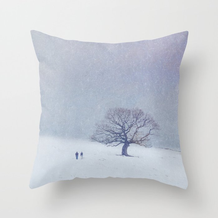 A walk in the snow. Throw Pillow