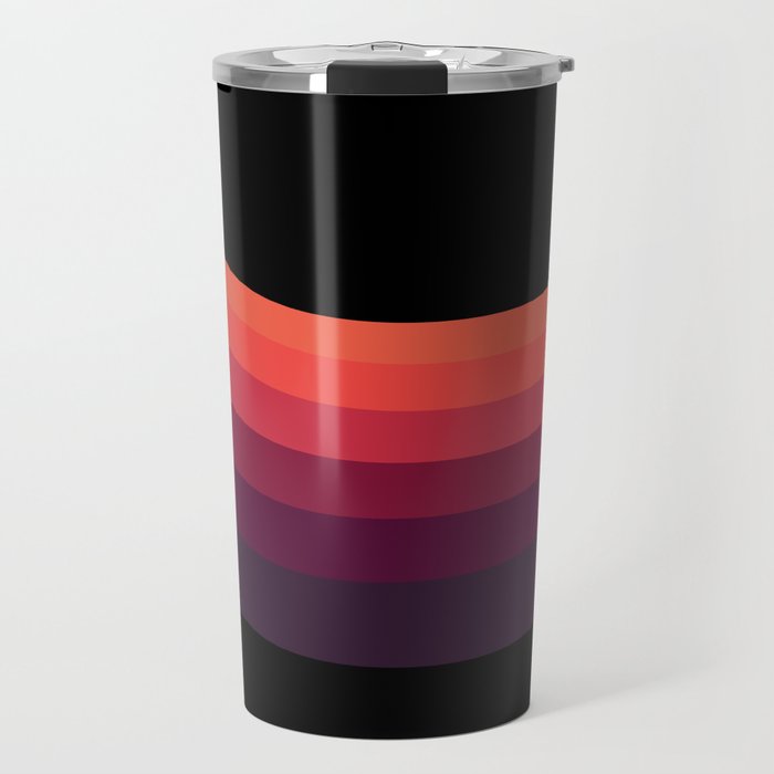 Haana - Red Orange Dark Colourful Wavy Retro Stripes Art Design Pattern Travel Mug