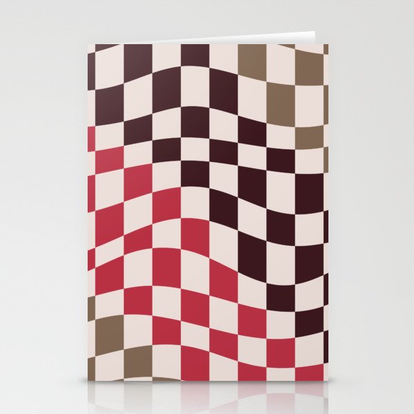 brown red black warp checked Stationery Cards