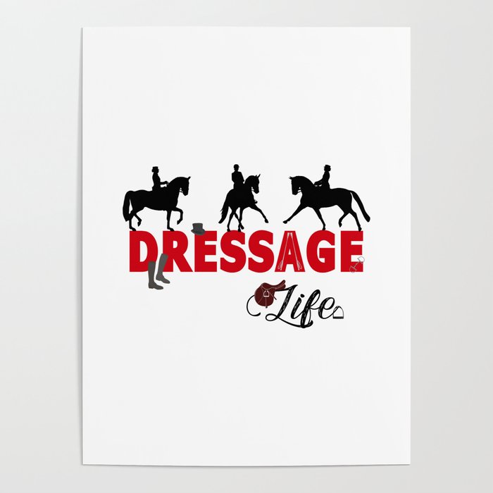 Dressage Life in Black & Red Poster