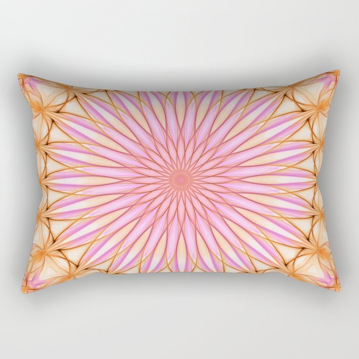 Mandala in pink, yellow and orange tones Rectangular Pillow