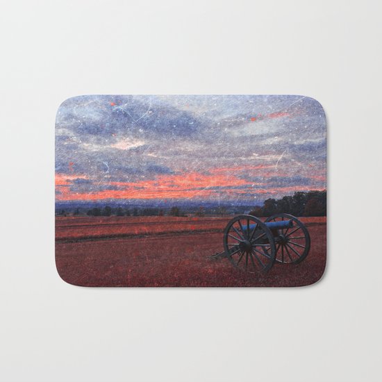 Gettysburg Cannon Sunset - Ruby Rapture Bath Mat