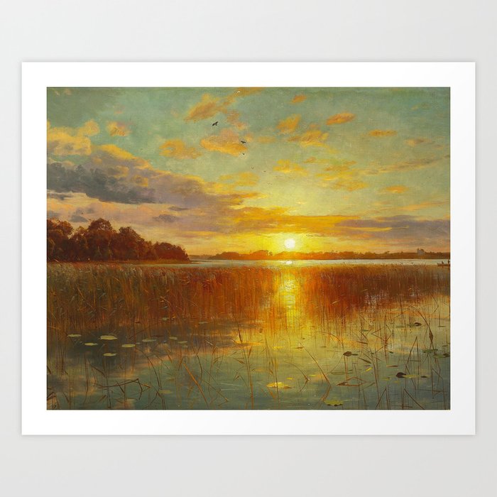 Ninigret Salt Pond, Charlestown, Coastal Rhode Island sunset landscape painting Art Print