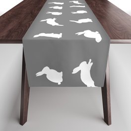 Bunnies (White on Gray) Table Runner