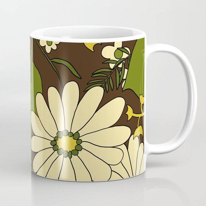 Retro 80S spring green floral print Coffee Mug