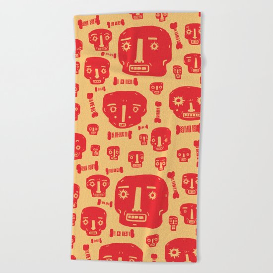 Skulls & Bones - Red/Yellow Beach Towel